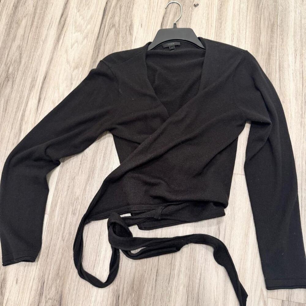 Jcrew black long sleeve wrap top